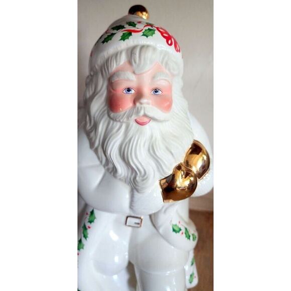 Vintage Lenox Holiday Santa Cookie Jar NO LID Great Planter Or Utensil Holder - Picture 5 of 14